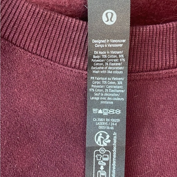 lululemon athletica Women's Burgundy Crew Neck Sweater - Picture 2 of 2